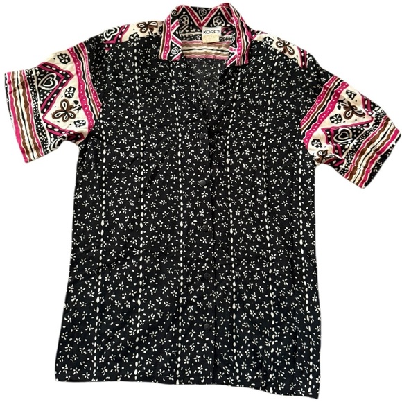Vintage KORET button-up shirt with bold mixed patterns Small - Picture 1 of 5